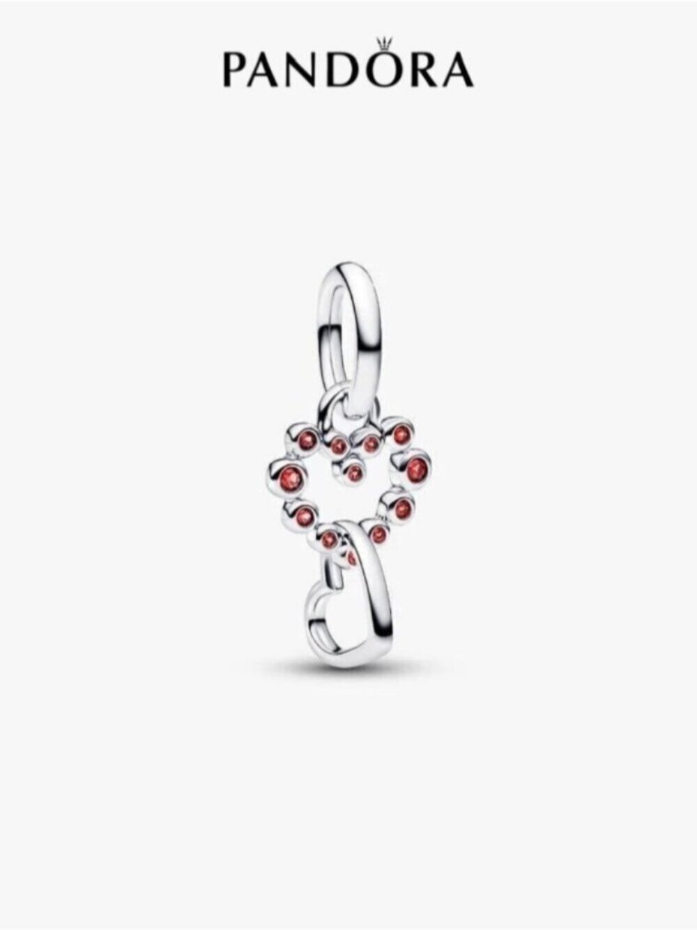 Pandora Connected Hearts & Red Stones Dangle Charm